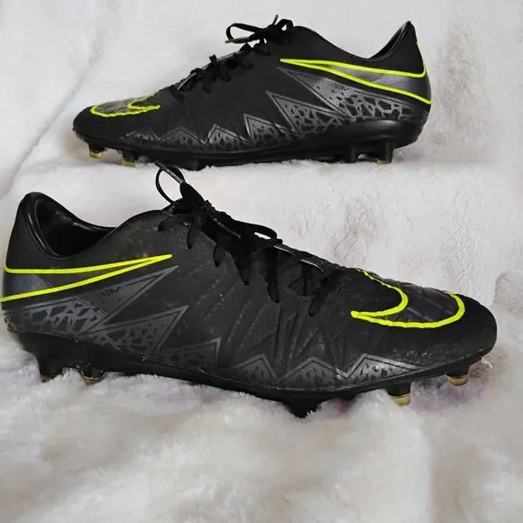 Nike Hypervenom Phelon II FG Soccer Cleats Black Neon Yellow 749893-001 Size 8.5 - Picture 1 of 16